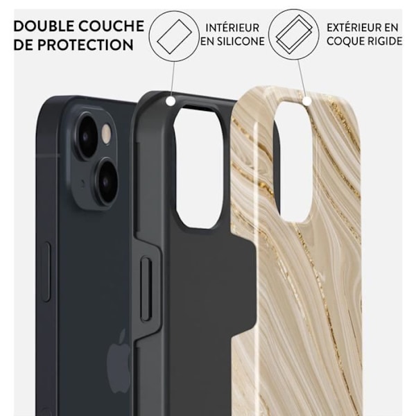 Coque för iPhone 13 Tough Antichocs Modell Full Glam Burga Beige kastanj