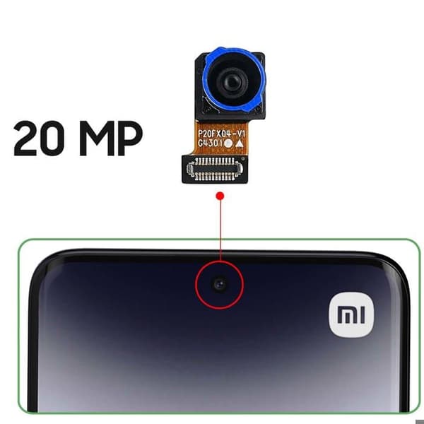 Framkamera för Xiaomi Redmi Note 14 Pro 5G Selfie-sensor 20MP Svart