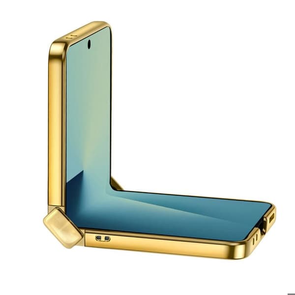 Coque til Galaxy Z Flip 7 i krom med guld hinge beskyttelse Gul