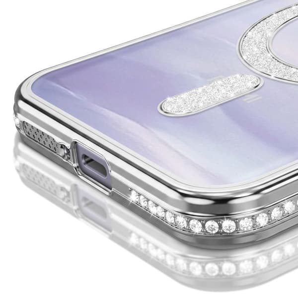 Fodral för Redmi Note 15 Kompatibel med MagSafe med Silver Strass Kant Grå