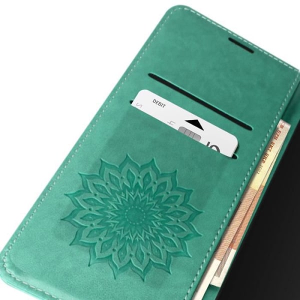 Mandala Flower Case Xiaomi Redmi 10:lle ja Redmi 10 2022:lle Green Walletilla Grön