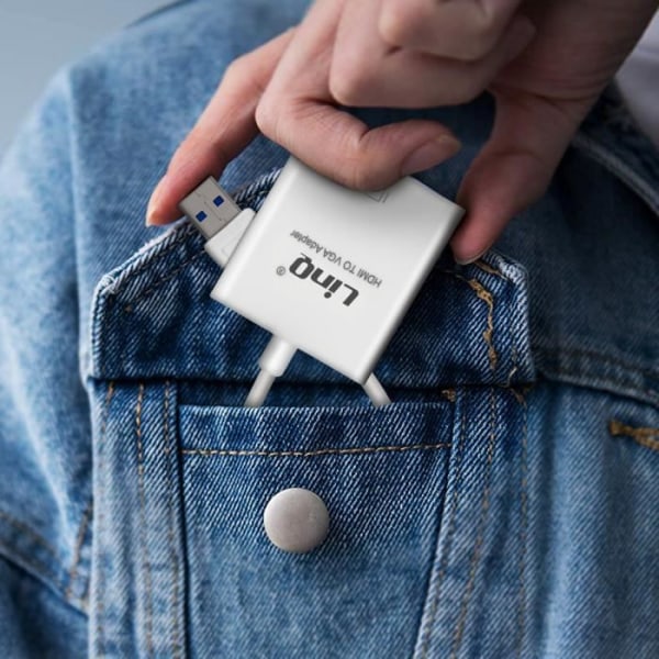 USB 3.0 Videoadapter - LinQ - Han til VGA Hun - 1920x1080 - Hvid - Kompakt