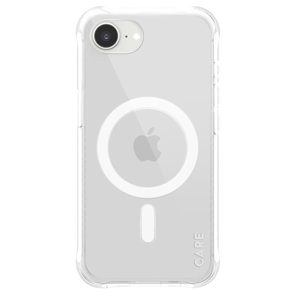 Coque MagSafe til iPhone 16e Silikone Anti-Fald 2.4m Samba Panzer Glas Transparent Vit
