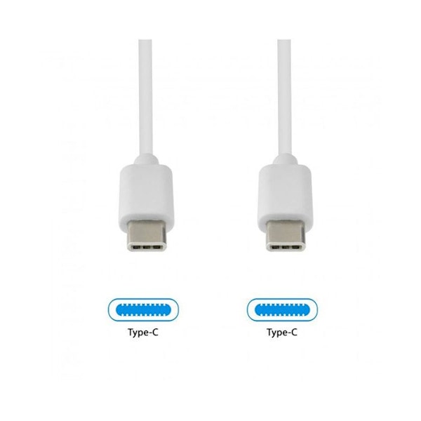 USB-C til USB-C PD 3.0 60W Opladning og Synkronisering 2m Grab 'N Go Hvid Vit