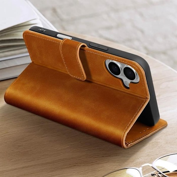 Fodral för iPhone 16 Plus Wallet Flip Video Support Brun kastanj