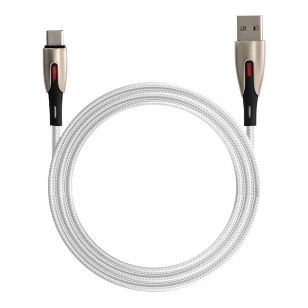 USB-kabel till USB-C - LinQ - 1.2m - Snabbladdning 5A - Flätad nylon - Grå Vit