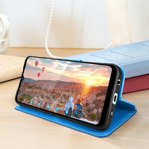 AVIZAR plånboksfodral till Xiaomi Redmi A1 - Blå - Videostöd - Sprucket utseende blå