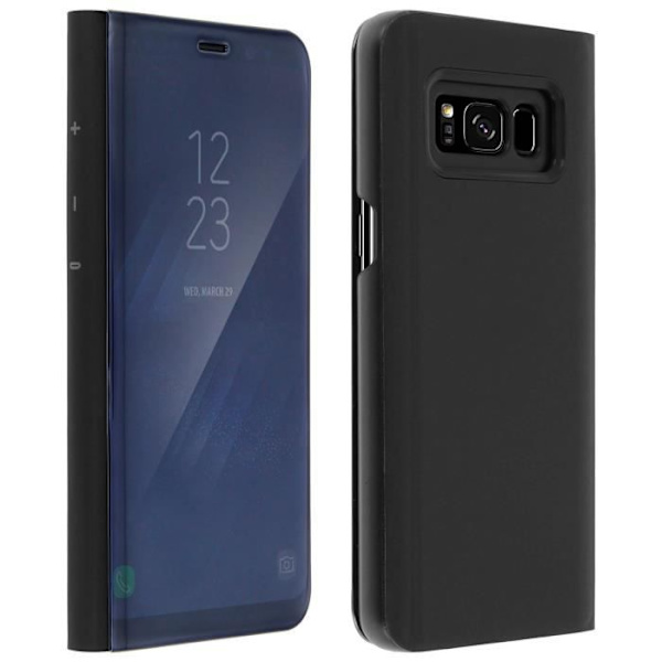 Hållare Flip Cover - AVIZAR - Samsung Galaxy S8 Plus - Svart - Semihård - Ställningsfunktion Svart