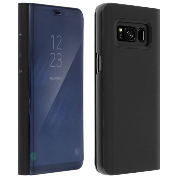 Sort Mirror Flip Case Cover til Samsung Galaxy S8 Plus - Stander funktion