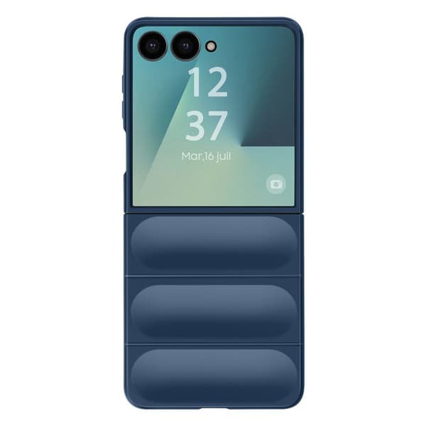 Skydd - AVIZAR - Galaxy Z Flip 7 - Blå silikon - Relieftextur - Stötskydd Blå