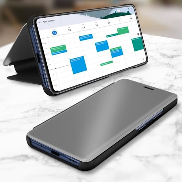 Cover til Samsung Galaxy S20 FE Translucent Flip Design Spejl Video Support Sort