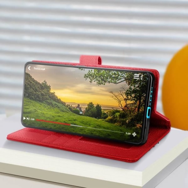 Fodral för Motorola Edge 40 Neo Flip Wallet Support Video Red