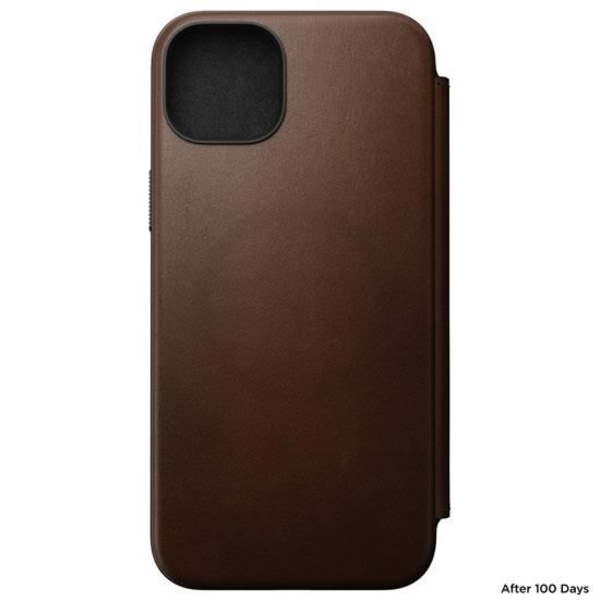 Nomad Folio Modern Flip-fodral i läder till iPhone 15 Plus Brun
