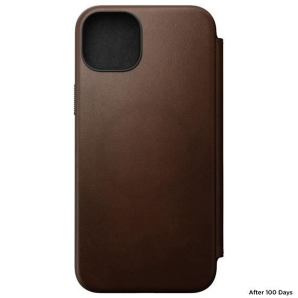 Nomad Folio Modern Læder Flip Cover til iPhone 15 Plus Brun kastanj