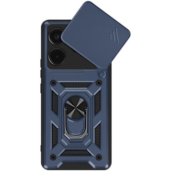 Coque - Xiaomi Redmi Note 14 4G - Støtte-Ring - Kamera Beskyttelse - Stødabsorberende Blå Nat Blå