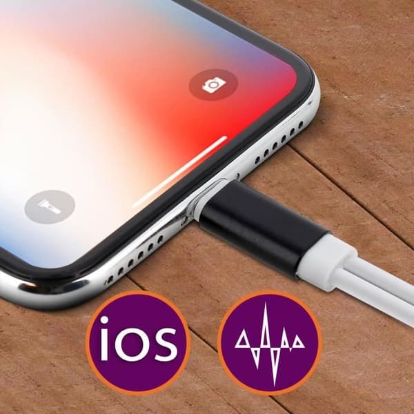 Audio- og opladeradapter - Hvid - Jack 3.5mm - Lightning - Kompakt - Optimal lyd