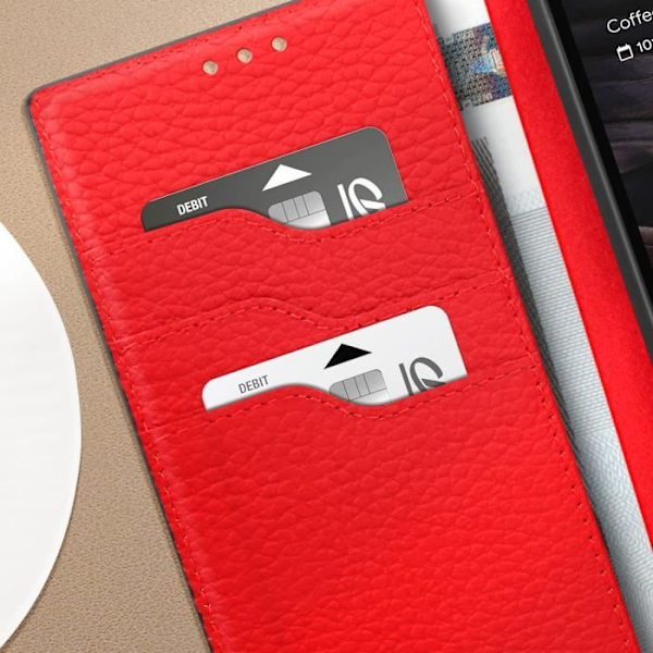 Google Pixel 7a ægte lædercover med Wallet Flip og Stand - Sort Svart