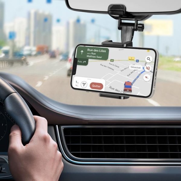 Bilbackspegelhållare för smartphone 4,5 till 7" Roterbar 360° Borofone Svart