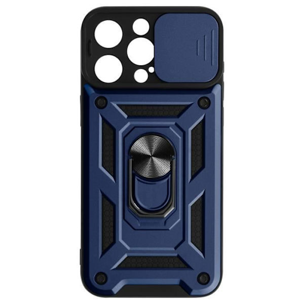 Stötsäkert fodral för iPhone 15 Pro Max skjutbart kameraskydd Nattblå ring Blå
