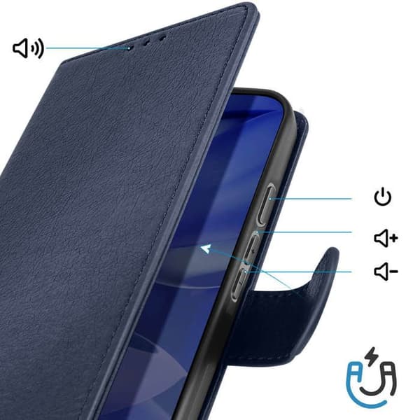 Plånboksfodral för Google Pixel 9a Chesterfield Grainé Ställfunktion Mörkblå Blå