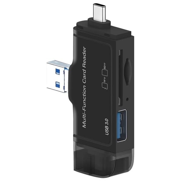 SD-kortläsare / micro SD / USB 3.0 till USB / USB-C / Lightning / micro-USB LinQ Svart