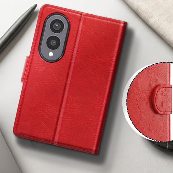 Klapskede til Galaxy Z Fold 8 Serie Chesterfield Effekt Læder Tekstur Rød Röd