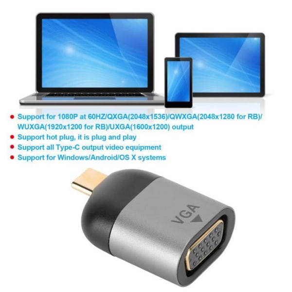 Typ C till Vga Adapter Typ C Hane till Vga DB15P Female Adapter Video Converter för Windows - Android HB022