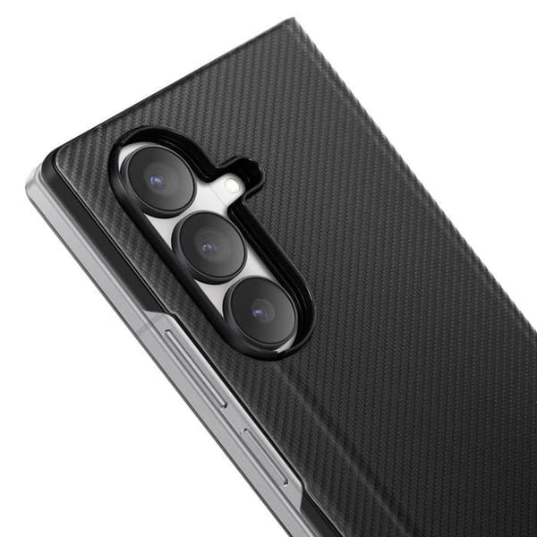 Folio-etui til Galaxy Z Fold 7 med tekstureret finish og støttefunktion i sort Svart