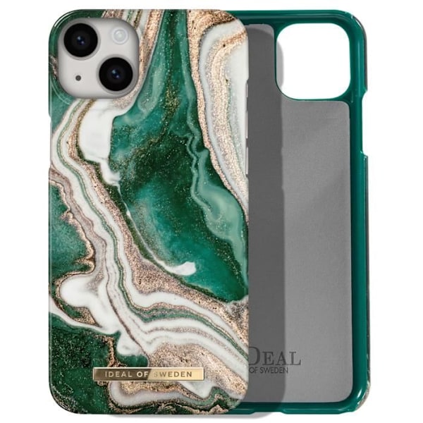 iPhone 14 Plus -kotelo marmoroitu Ylellinen Ultraohut Kultainen Jade Marble iDeal of Sweden Tummanvihreä