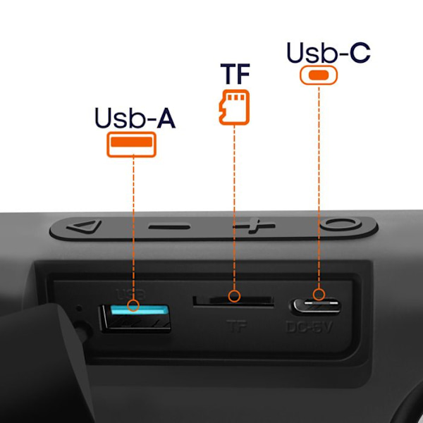 Trådløs Bluetooth-højttaler, 4 timers batteri, vandtæt IPX7, kompakt wiwu, sort Svart