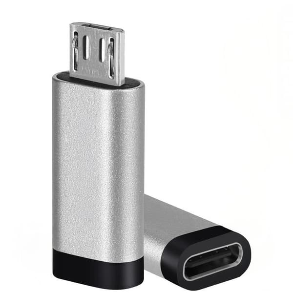 USB-C til micro-USB adapter Opladning og Synkronisering 2.4A Grå