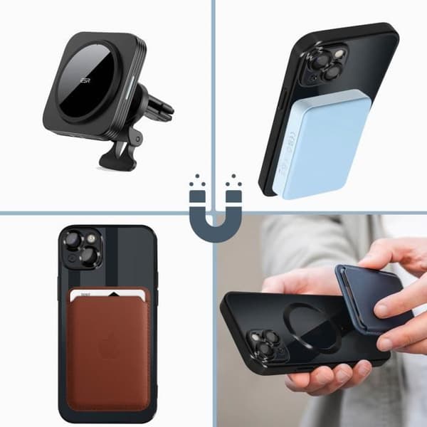 Coque - Apple - iPhone 13 - Silikoni - Musta - MagSafe - Kromireunus Svart
