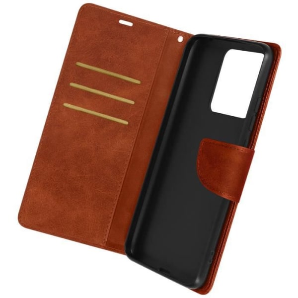 Brunt plånboksfodral till Xiaomi Redmi Note 12 i konstläder, videohållare