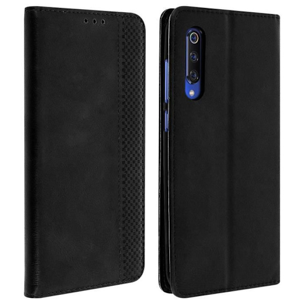 Hus - Xiaomi - Mi 9 - Slidt Effekt - 2 Kortlommer - Indbygget Støtte - Sort Svart
