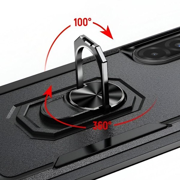 Iskunkestävä kuori Samsung A36 Magneettirenkaalla ja tuella Musta Svart