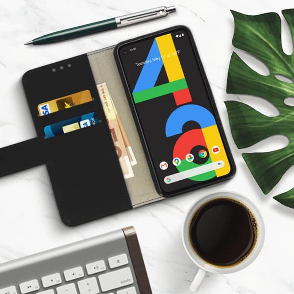 Hus Google Pixel 4A Kortlomme med Videostøtte Sorte Svart
