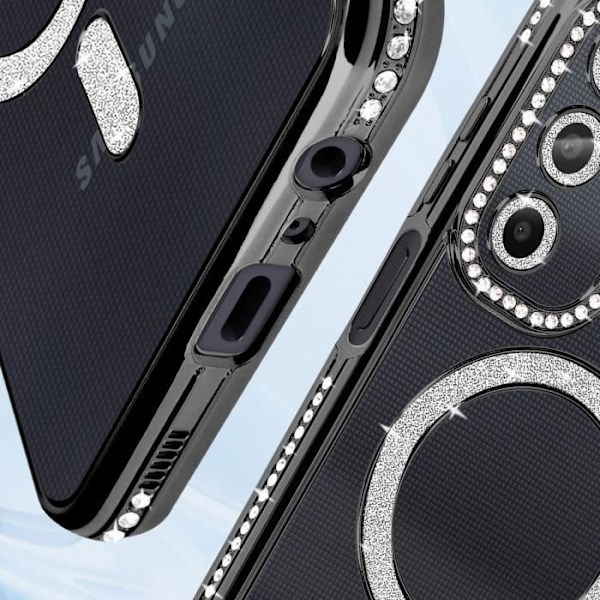 Diamantetui til Samsung Galaxy A25 MagSafe Contour Rhinestone Sort - AVIZAR - Stiv - Syntetisk - Blandet Svart