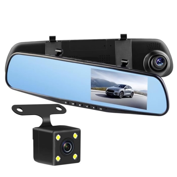 Dashcam Bil Backspegel DVR-01 G-Sensor 5'' TFT-skärm Svart Svart