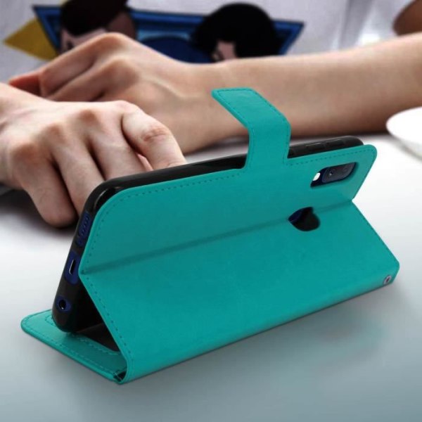 Holds til Samsung Galaxy A20e - Vintage - Blå turkis - Blød - Magnetisk - Videostøtte Turkos