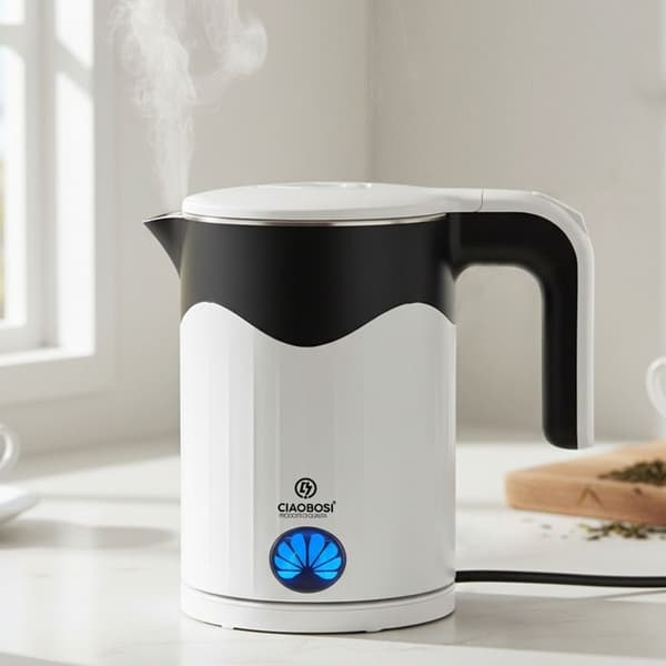 Elkedel - AVIZAR - Rustfrit stål 1.8L - 1500W - Automatisk sluk - Rustfrit stål 304 Vit