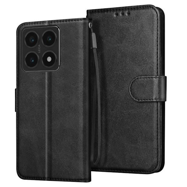 Taske til Xiaomi 14T - AVIZAR - Wallet Flip og stabil videosupport - Sort Svart