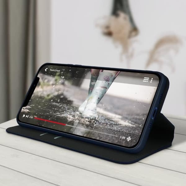 Housse Folio - Apple - iPhone 12 Mini - Mørkeblå - Videostøtte - Rum til Kort Midnattsblå