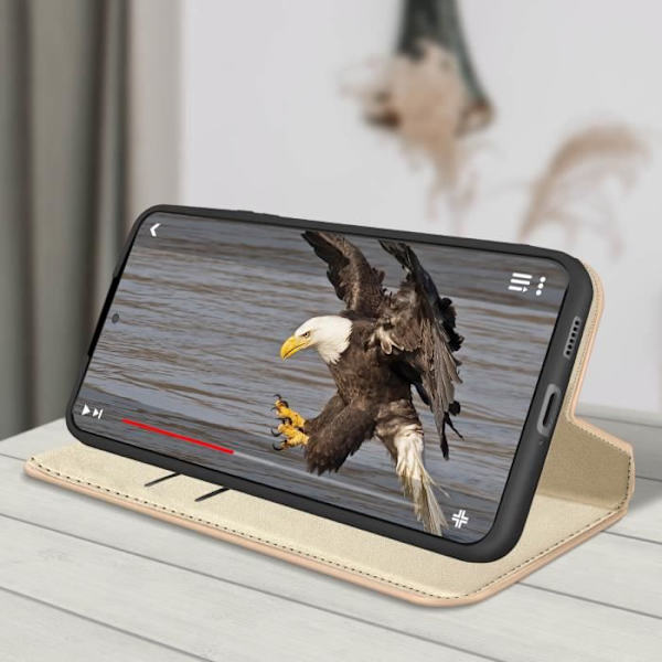 Lompakkokotelo - Samsung - Galaxy S22 Plus - Kulta Keltainen - Keinonahka - Video-tuki Gult guld