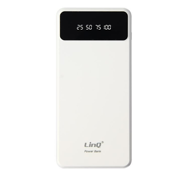 Vara-akku - LINQ - 15000 mAh - Irrotettava 4 in 1 -kaapeli - USB-lähtö - Kompakti Vit
