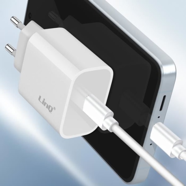 LinQ 20W Strömförsörjning USB-C Nätladdare Vit Vit