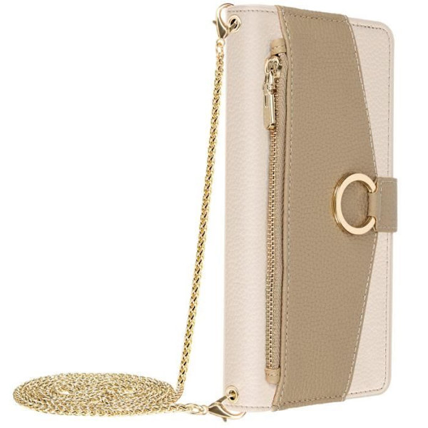 Olkahihnakotelo Xiaomi Redmi 13C Wallet vetoketjutaskulle beige