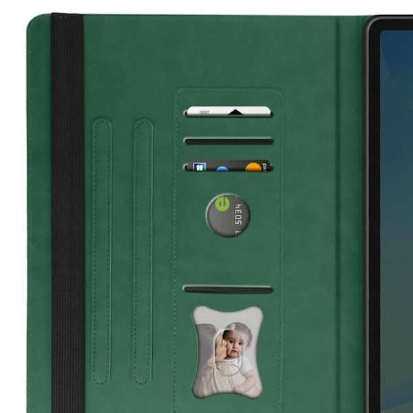 Samsung Tab S10 FE Plus Kotelo Klipsi Lompakko Video Tuki Tumma Vihreä Grön