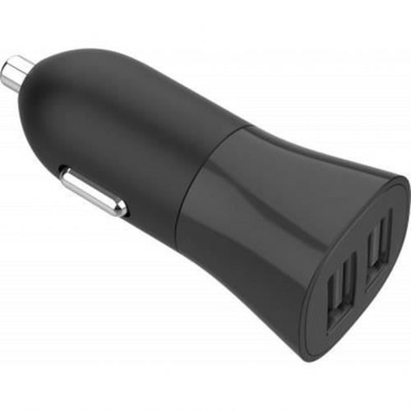 Dobbelt USB-biloplader A+A 4,8A (2,4+2,4A) FastCharge Sort - 100 % genanvendt plastik Bigben Svart