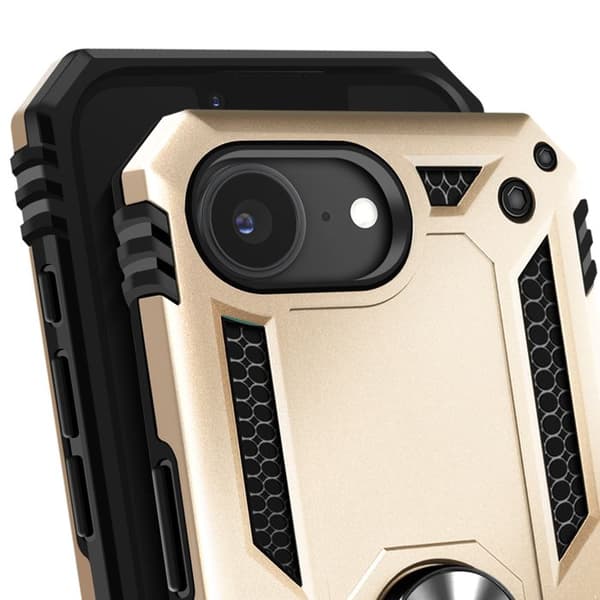 Stødabsorberende cover til iPhone 17 med roterende magnetisk ring i guld Gul