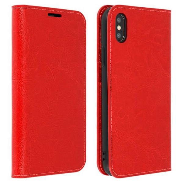 iPhone XS Max-fodral - Apple - Läderplånbok - Röd - Video Stöd - Heltäckande Skydd Röd